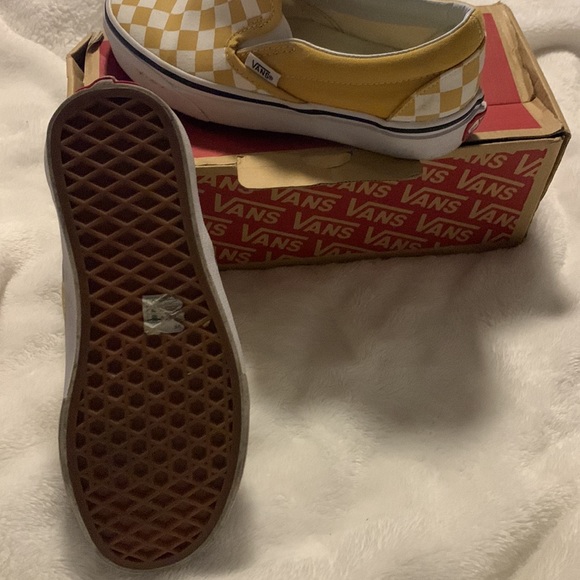 Mustard and white checkered vans! Wore one look brand new has the box! - Picture 2 of 5